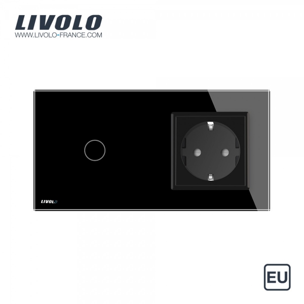 Double combinaison : 1 interrupteur tactile 1 bouton et 1 prise de courant  avec terre - Europe - Livolo France
