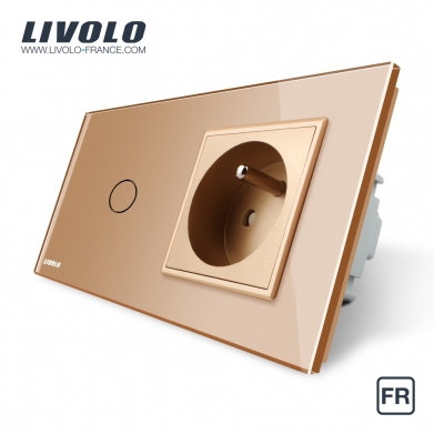 Double combinaison : 1 interrupteur tactile 1 bouton et 1 prise de courant  avec terre - France - Livolo France